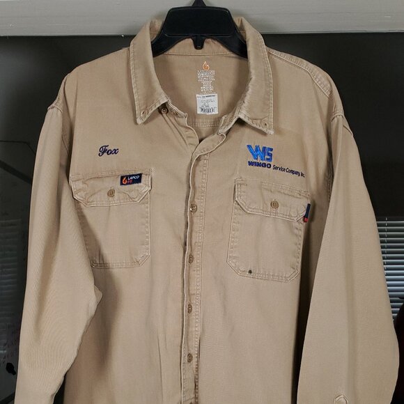 MENS LAPCOFR FLAME RESISTANT BUTTON UP LONG SLEEVE SHIRT 2XL-LONG - Picture 1 of 5